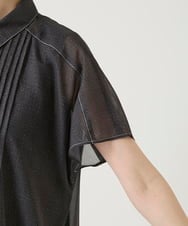 R6EGE31340 HIROKO BIS(小さいサイズ)(メゾン ドゥ サンク) 【小さいサイズ】サテンデニムピンタックデザインワンピース ネイビー