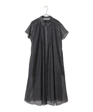 R6EGE31340 HIROKO BIS(小さいサイズ)(メゾン ドゥ サンク) 【小さいサイズ】サテンデニムピンタックデザインワンピース ネイビー