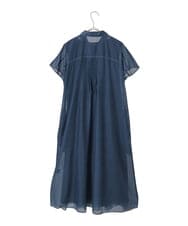 R6EGE31340 HIROKO BIS(小さいサイズ)(メゾン ドゥ サンク) 【小さいサイズ】サテンデニムピンタックデザインワンピース ネイビー