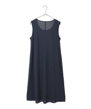 R6EGE31340 HIROKO BIS(小さいサイズ)(メゾン ドゥ サンク) 【小さいサイズ】サテンデニムピンタックデザインワンピース ネイビー