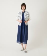 R6EGE31340 HIROKO BIS(小さいサイズ)(メゾン ドゥ サンク) 【小さいサイズ】サテンデニムピンタックデザインワンピース ネイビー