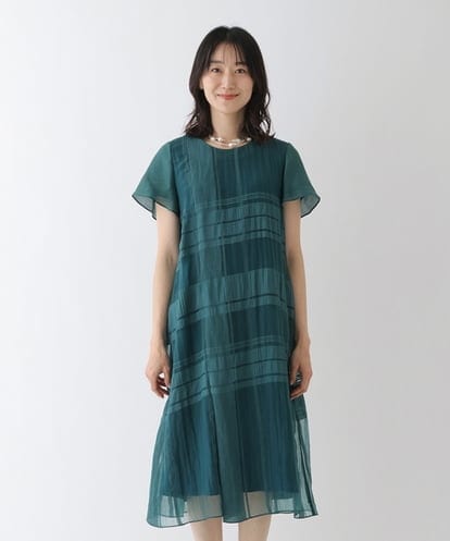 R6EGT10430 HIROKO BIS(小さいサイズ) 【小さいサイズ/セットアップ対応】チェックジャガードシアーワンピース