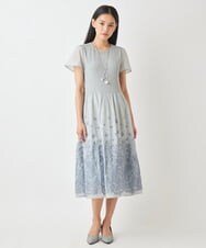 R6EGW21460 HIROKO BIS(小さいサイズ)(メゾン ドゥ サンク) 【小さいサイズ/セットアップ対応】ペーズリージャカードワンピース ブルー