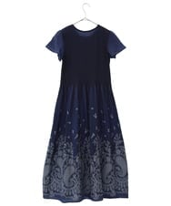 R6EGW21460 HIROKO BIS(小さいサイズ)(メゾン ドゥ サンク) 【小さいサイズ/セットアップ対応】ペーズリージャカードワンピース ブルー