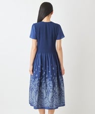 R6EGW21460 HIROKO BIS(小さいサイズ)(メゾン ドゥ サンク) 【小さいサイズ/セットアップ対応】ペーズリージャカードワンピース ブルー