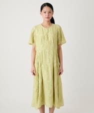R6EHE11430 HIROKO BIS(小さいサイズ)(メゾン ドゥ サンク) 【小さいサイズ】フラワージャカードAラインワンピース イエロー