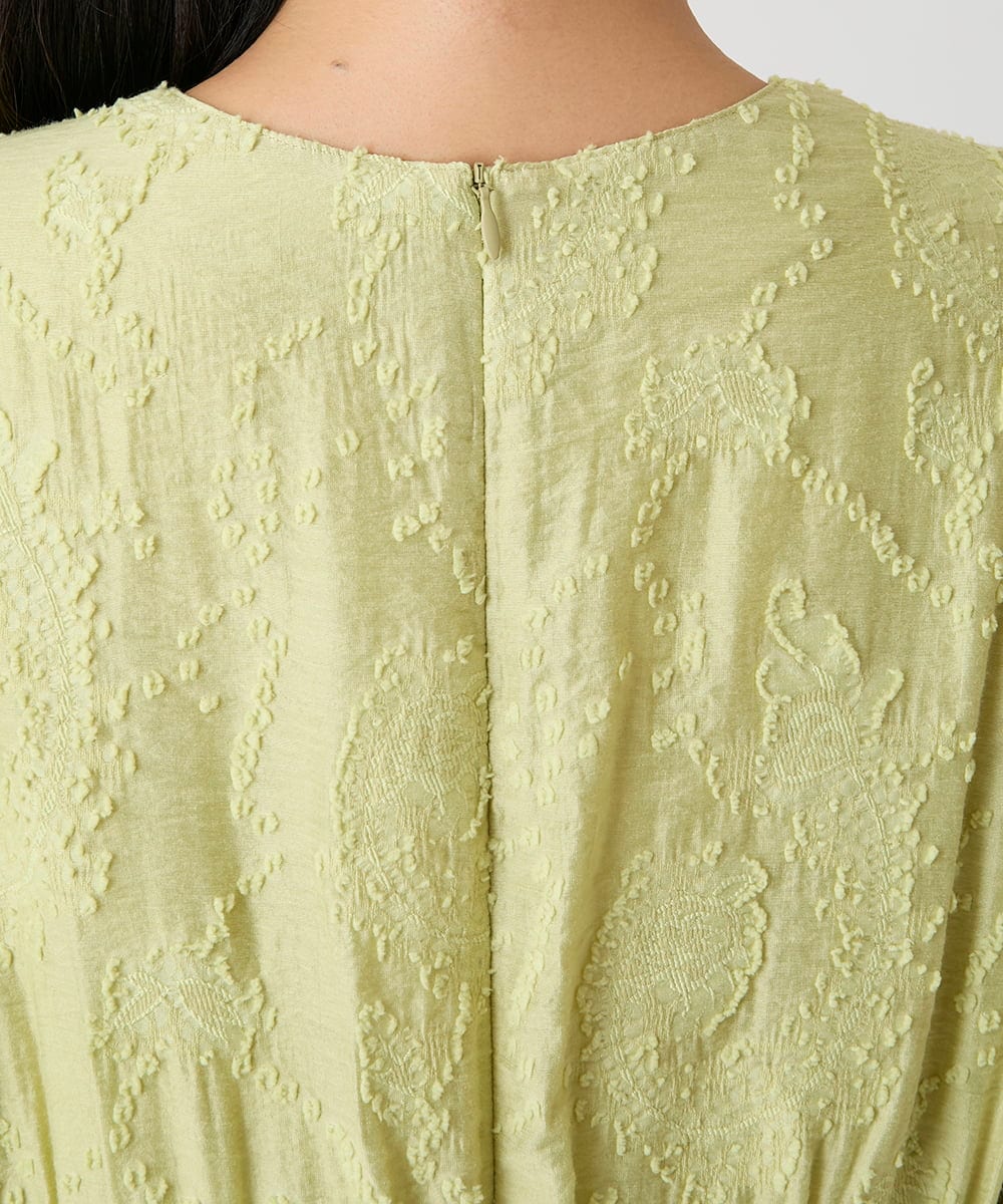 R6EHE11430 HIROKO BIS(小さいサイズ)(メゾン ドゥ サンク) 【小さいサイズ】フラワージャカードAラインワンピース イエロー
