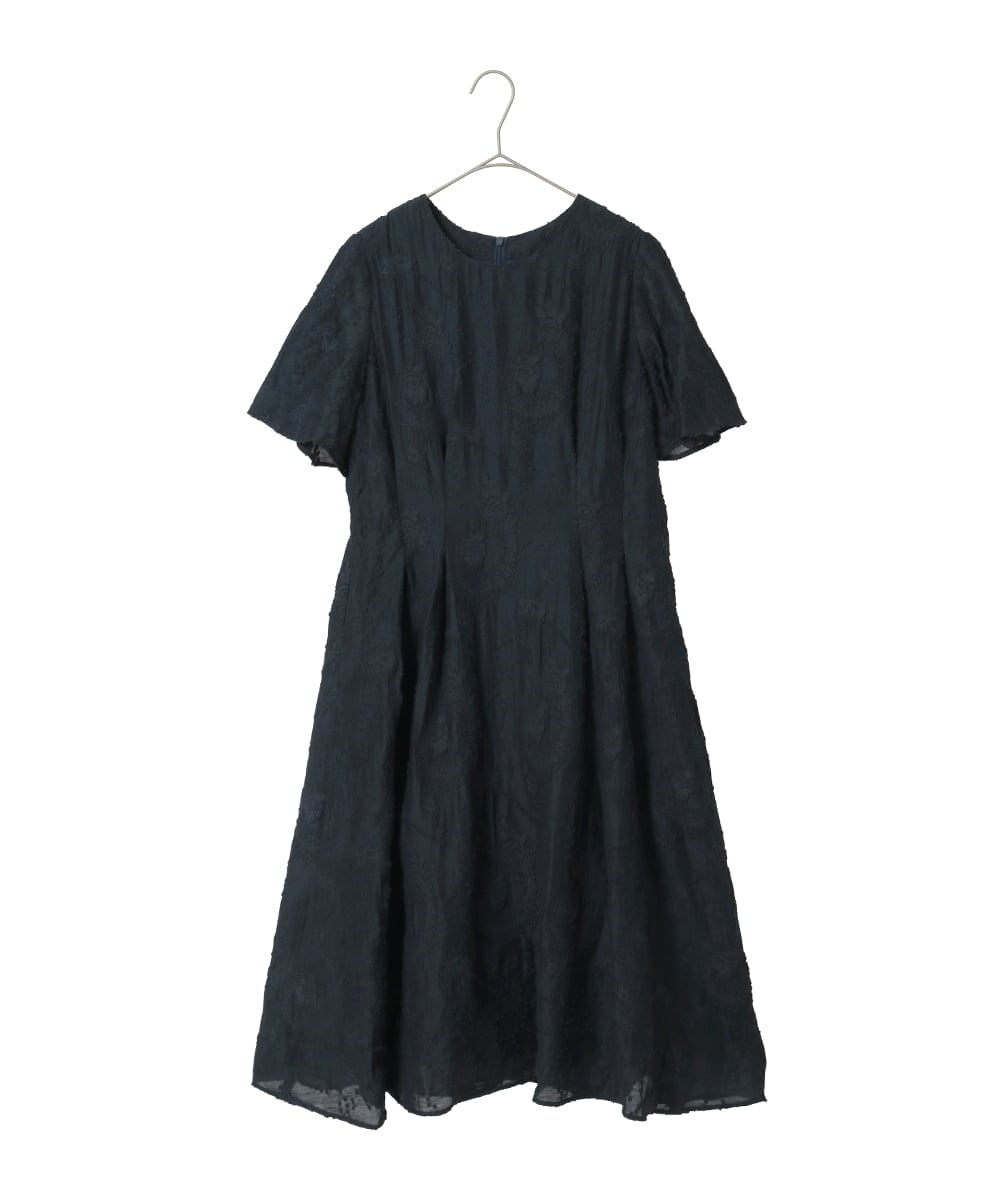 R6EHE11430 HIROKO BIS(小さいサイズ)(メゾン ドゥ サンク) 【小さいサイズ】フラワージャカードAラインワンピース イエロー