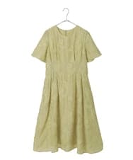 R6EHE11430 HIROKO BIS(小さいサイズ)(メゾン ドゥ サンク) 【小さいサイズ】フラワージャカードAラインワンピース イエロー