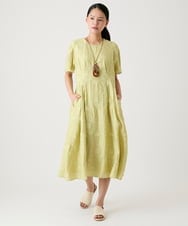 R6EHE11430 HIROKO BIS(小さいサイズ)(メゾン ドゥ サンク) 【小さいサイズ】フラワージャカードAラインワンピース イエロー