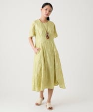 R6EHE11430 HIROKO BIS(小さいサイズ)(メゾン ドゥ サンク) 【小さいサイズ】フラワージャカードAラインワンピース イエロー