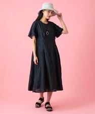 R6EHE11430 HIROKO BIS(小さいサイズ)(メゾン ドゥ サンク) 【小さいサイズ】フラワージャカードAラインワンピース イエロー