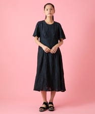R6EHE11430 HIROKO BIS(小さいサイズ)(メゾン ドゥ サンク) 【小さいサイズ】フラワージャカードAラインワンピース イエロー