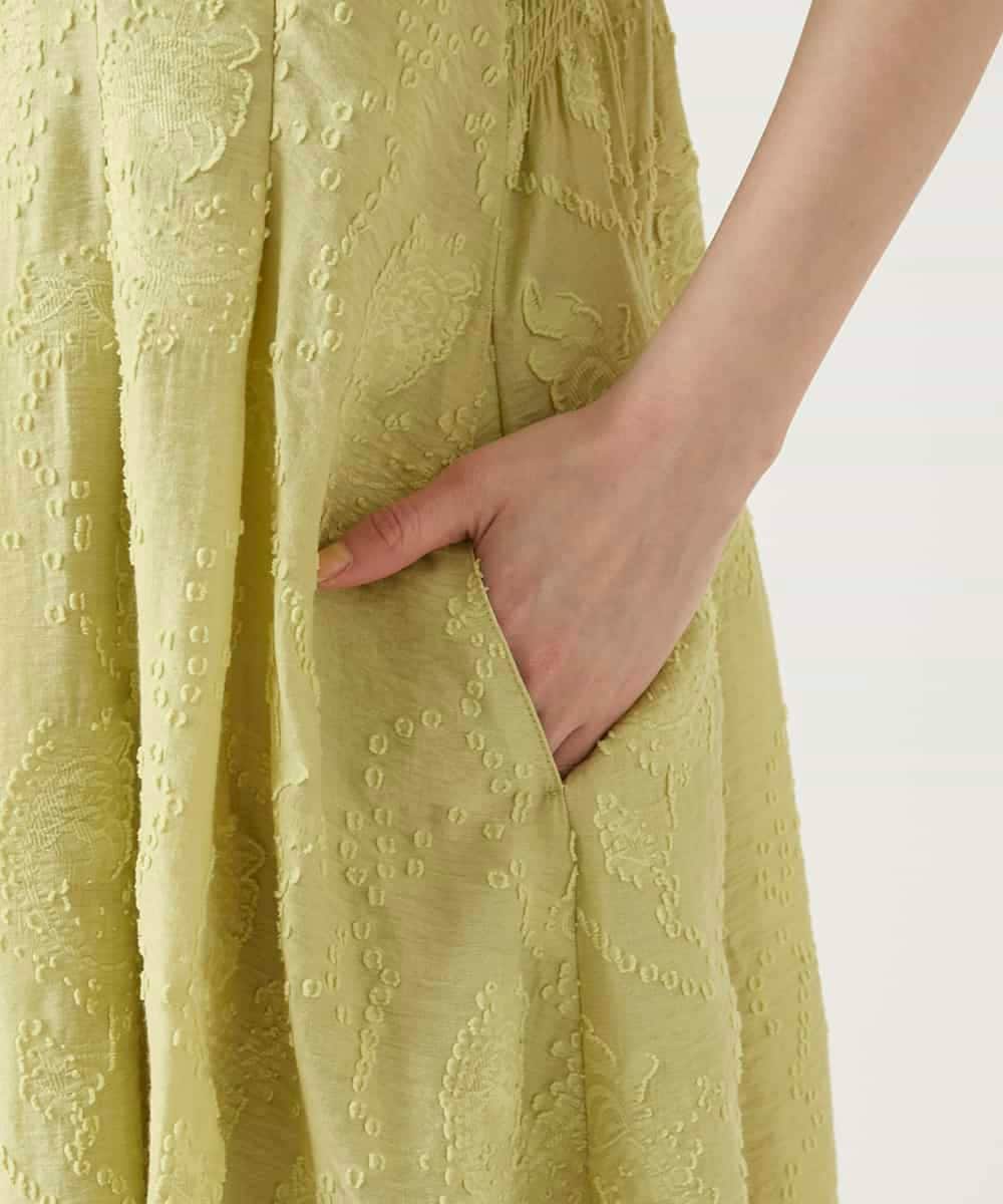 R6EHE11430 HIROKO BIS(小さいサイズ)(メゾン ドゥ サンク) 【小さいサイズ】フラワージャカードAラインワンピース イエロー