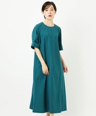 R6EIB10340 HIROKO BIS(小さいサイズ)(メゾン ドゥ サンク) 【小さいサイズ】配色ステッチ立体スリーブワンピース グリーン