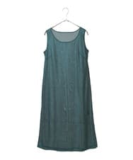 R6EIB10340 HIROKO BIS(小さいサイズ)(メゾン ドゥ サンク) 【小さいサイズ】配色ステッチ立体スリーブワンピース グリーン