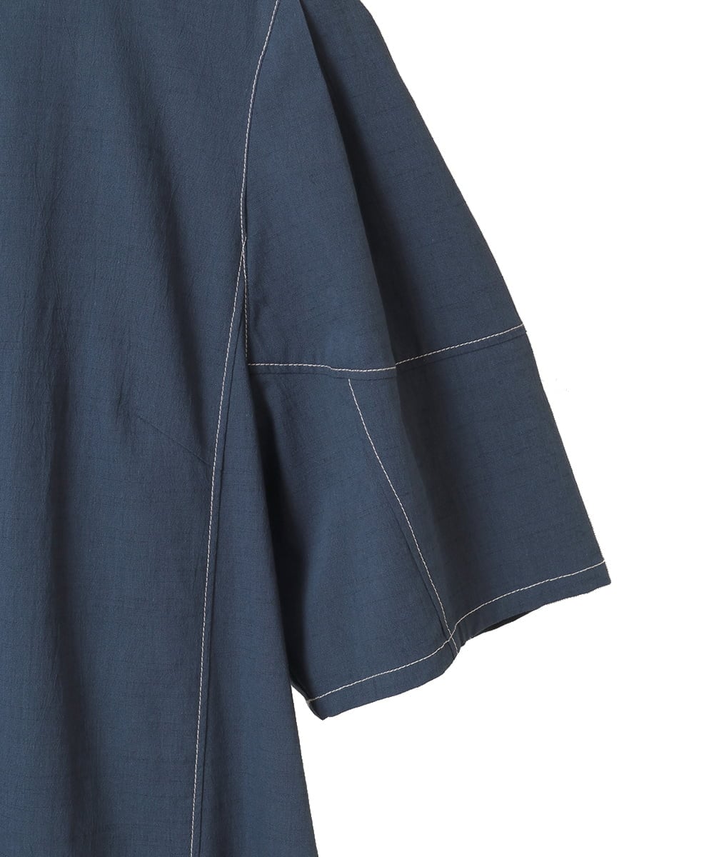 R6EIB10340 HIROKO BIS(小さいサイズ)(メゾン ドゥ サンク) 【小さいサイズ】配色ステッチ立体スリーブワンピース グリーン