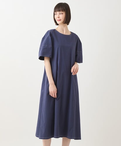 R6EIB10340 HIROKO BIS(小さいサイズ) 【小さいサイズ】配色ステッチ立体スリーブワンピース