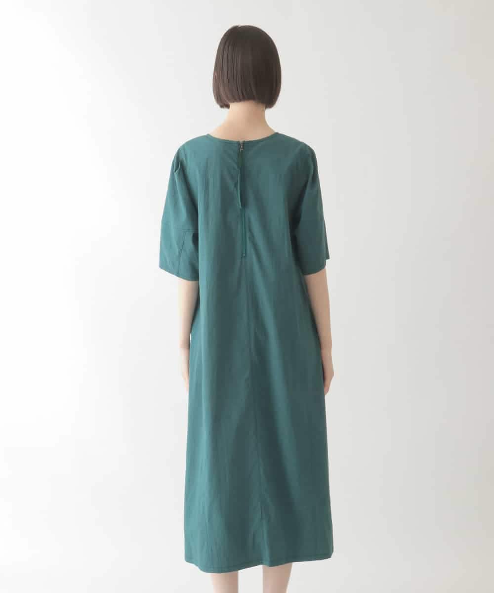 R6EIB10340 HIROKO BIS(小さいサイズ)(メゾン ドゥ サンク) 【小さいサイズ】配色ステッチ立体スリーブワンピース グリーン