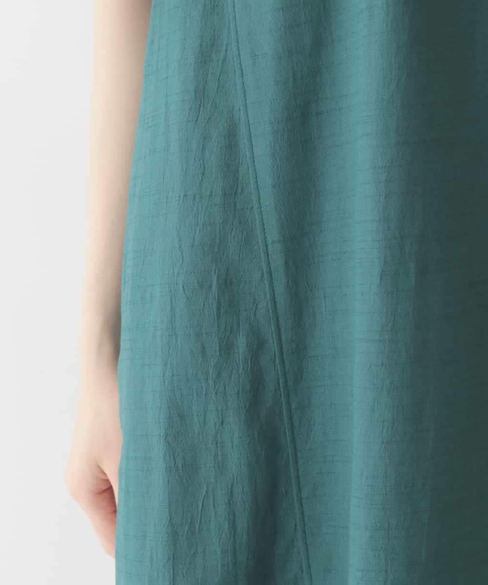 R6EIB10340 HIROKO BIS(小さいサイズ)(メゾン ドゥ サンク) 【小さいサイズ】配色ステッチ立体スリーブワンピース グリーン