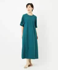 R6EIB10340 HIROKO BIS(小さいサイズ)(メゾン ドゥ サンク) 【小さいサイズ】配色ステッチ立体スリーブワンピース ネイビー