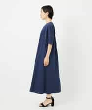 R6EIB10340 HIROKO BIS(小さいサイズ)(メゾン ドゥ サンク) 【小さいサイズ】配色ステッチ立体スリーブワンピース ネイビー