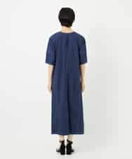 R6EIB10340 HIROKO BIS(小さいサイズ)(メゾン ドゥ サンク) 【小さいサイズ】配色ステッチ立体スリーブワンピース ネイビー
