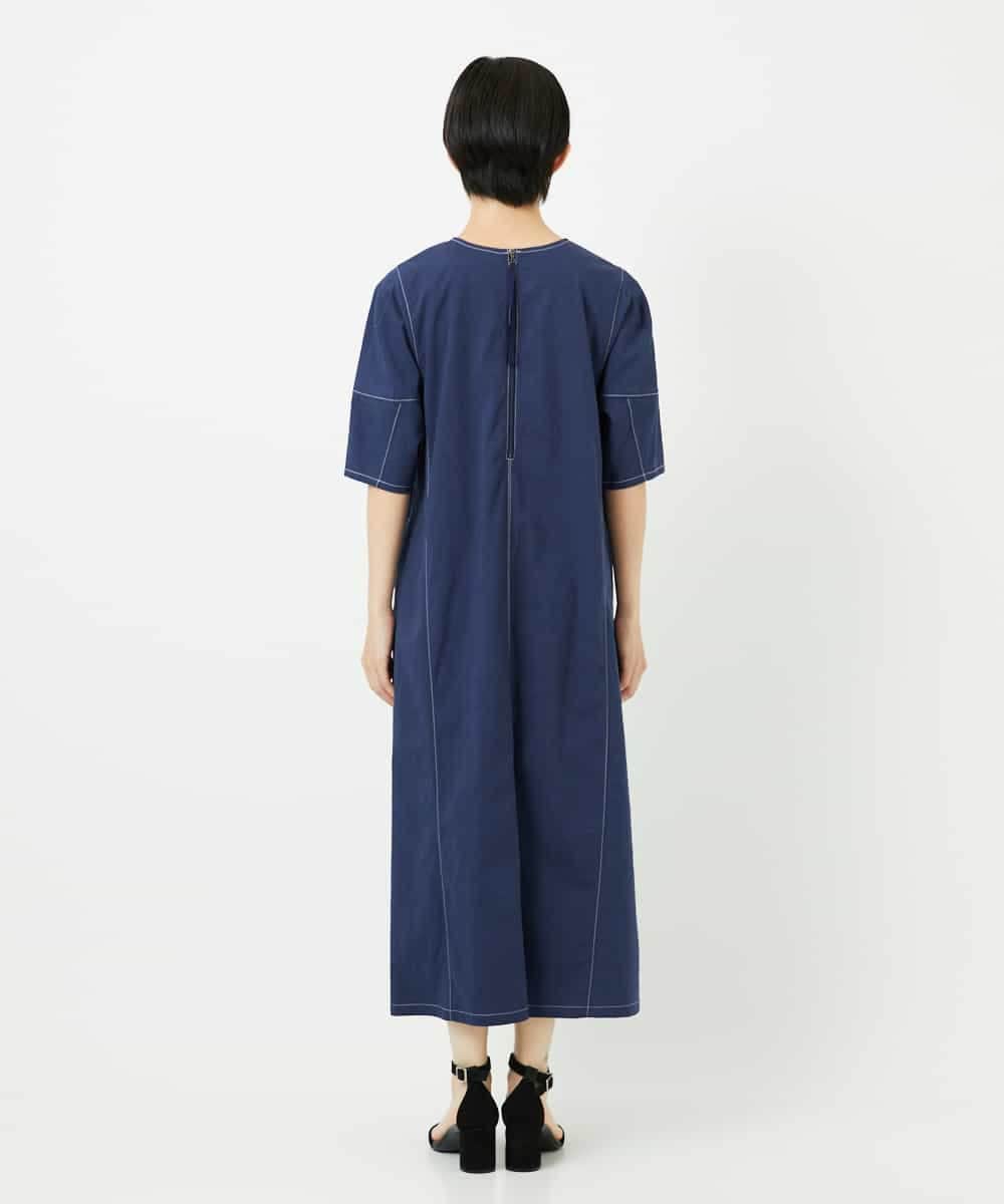 R6EIB10340 HIROKO BIS(小さいサイズ)(メゾン ドゥ サンク) 【小さいサイズ】配色ステッチ立体スリーブワンピース ネイビー