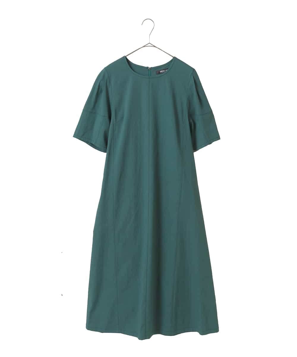 R6EIB10340 HIROKO BIS(小さいサイズ)(メゾン ドゥ サンク) 【小さいサイズ】配色ステッチ立体スリーブワンピース ネイビー