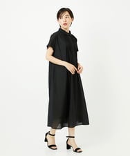 R6EIB31340 HIROKO BIS(小さいサイズ)(メゾン ドゥ サンク) 【小さいサイズ /洗濯機で洗える】ピンタックデザインシルエットワンピース グリーン