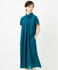 R6EIB31340 HIROKO BIS(小さいサイズ)(メゾン ドゥ サンク) 【小さいサイズ /洗濯機で洗える】ピンタックデザインシルエットワンピース グリーン