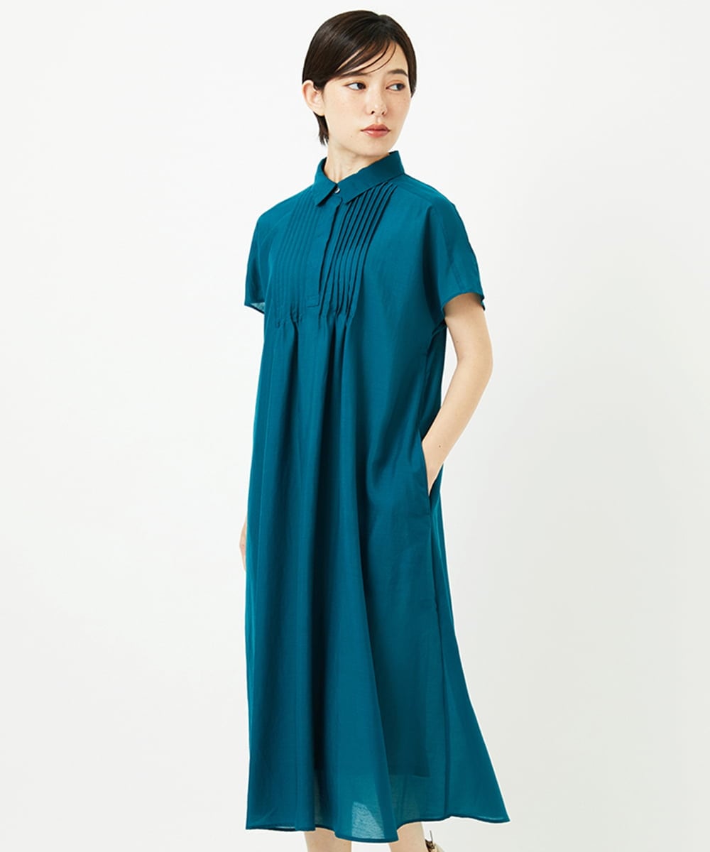 R6EIB31340 HIROKO BIS(小さいサイズ) 【小さいサイズ /洗濯機で洗える】ピンタックデザインシルエットワンピース