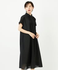 R6EIB31340 HIROKO BIS(小さいサイズ)(メゾン ドゥ サンク) 【小さいサイズ /洗濯機で洗える】ピンタックデザインシルエットワンピース ブラック