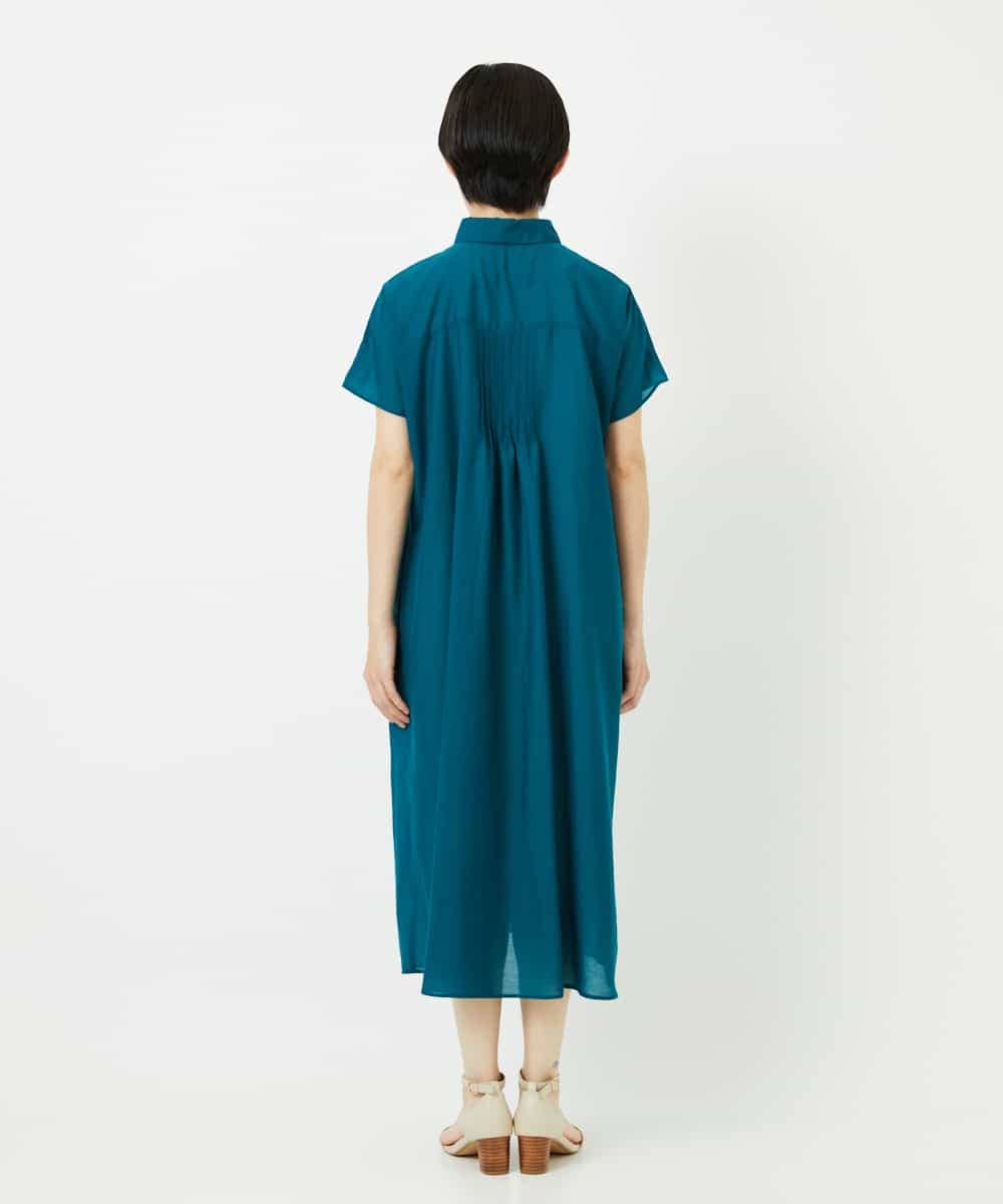 R6EIB31340 HIROKO BIS(小さいサイズ)(メゾン ドゥ サンク) 【小さいサイズ /洗濯機で洗える】ピンタックデザインシルエットワンピース グリーン