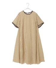 R6EIE11390 HIROKO BIS(小さいサイズ)(メゾン ドゥ サンク) 【小さいサイズ】サッカーチェック半袖ワンピース ホワイト