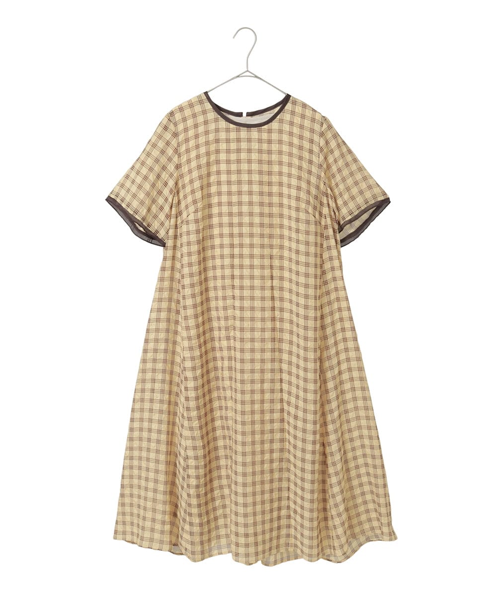 R6EIE11390 HIROKO BIS(小さいサイズ)(メゾン ドゥ サンク) 【小さいサイズ】サッカーチェック半袖ワンピース ホワイト