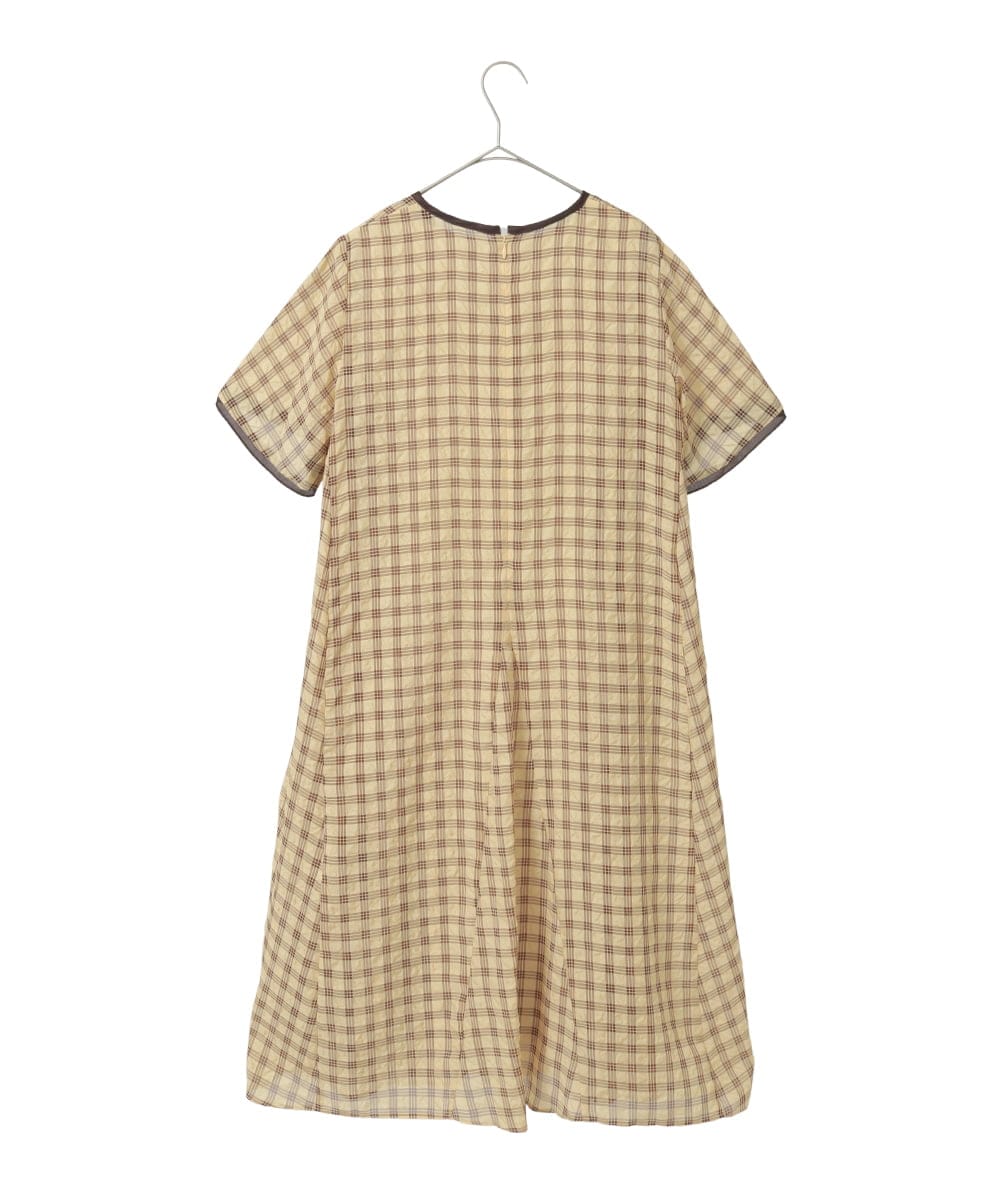 R6EIE11390 HIROKO BIS(小さいサイズ)(メゾン ドゥ サンク) 【小さいサイズ】サッカーチェック半袖ワンピース ホワイト