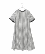 R6EIE11390 HIROKO BIS(小さいサイズ)(メゾン ドゥ サンク) 【小さいサイズ】サッカーチェック半袖ワンピース ホワイト