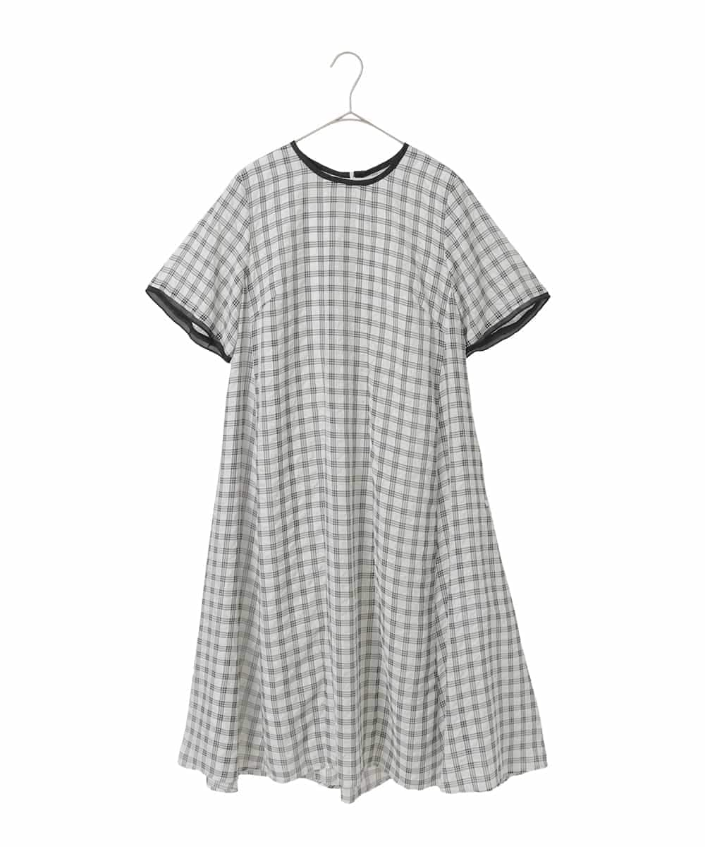R6EIE11390 HIROKO BIS(小さいサイズ)(メゾン ドゥ サンク) 【小さいサイズ】サッカーチェック半袖ワンピース ホワイト