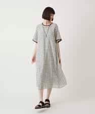 R6EIE11390 HIROKO BIS(小さいサイズ)(メゾン ドゥ サンク) 【小さいサイズ】サッカーチェック半袖ワンピース ホワイト