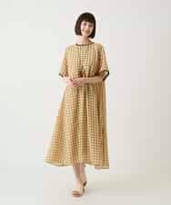 R6EIE11390 HIROKO BIS(小さいサイズ)(メゾン ドゥ サンク) 【小さいサイズ】サッカーチェック半袖ワンピース ホワイト