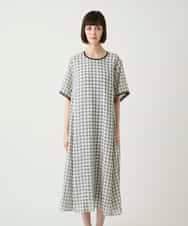 R6EIE11390 HIROKO BIS(小さいサイズ)(メゾン ドゥ サンク) 【小さいサイズ】サッカーチェック半袖ワンピース ホワイト