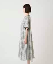 R6EIE11390 HIROKO BIS(小さいサイズ)(メゾン ドゥ サンク) 【小さいサイズ】サッカーチェック半袖ワンピース ホワイト