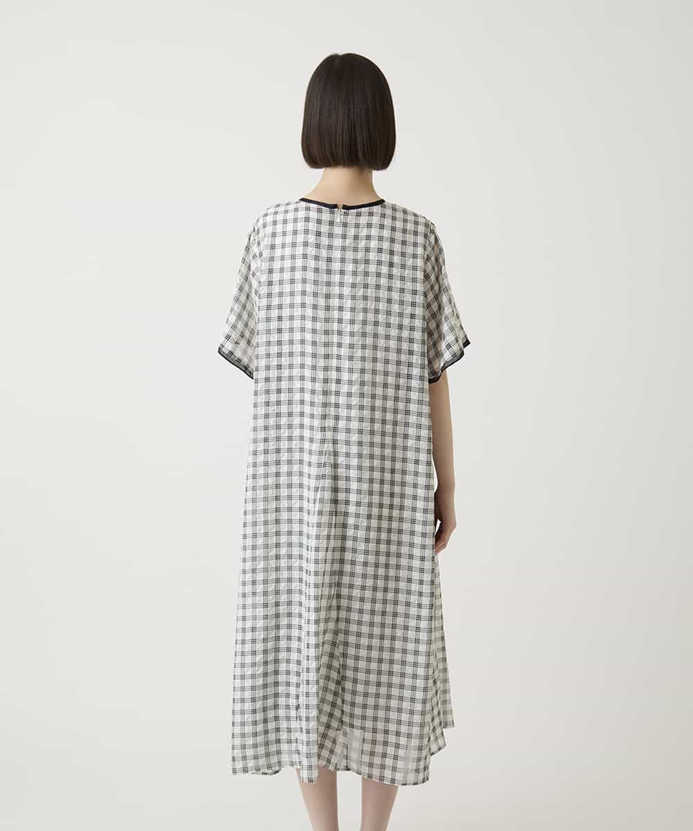 R6EIE11390 HIROKO BIS(小さいサイズ)(メゾン ドゥ サンク) 【小さいサイズ】サッカーチェック半袖ワンピース ホワイト