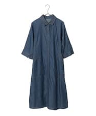 R6EJB02360 HIROKO BIS(小さいサイズ)(メゾン ドゥ サンク) 【小さいサイズ】ステッチポイントデニムワンピース ネイビー