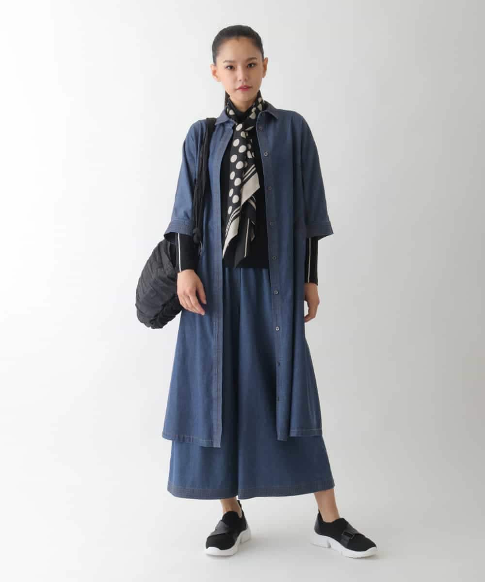 R6EJB02360 HIROKO BIS(小さいサイズ)(メゾン ドゥ サンク) 【小さいサイズ】ステッチポイントデニムワンピース ネイビー