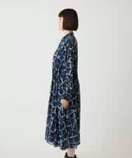 R6EJD20490 HIROKO BIS(小さいサイズ)(メゾン ドゥ サンク) 【小さいサイズ】変形チェックシアーワンピース ネイビー