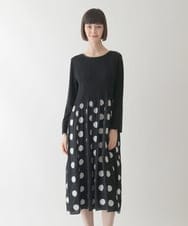 R6ELB42490 HIROKO BIS(小さいサイズ)(メゾン ドゥ サンク) ドット柄カットジャカードワンピース ブラック
