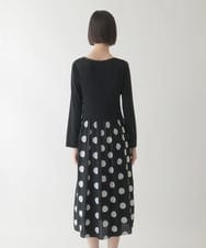 R6ELB42490 HIROKO BIS(小さいサイズ)(メゾン ドゥ サンク) ドット柄カットジャカードワンピース ブラック