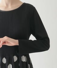 R6ELB42490 HIROKO BIS(小さいサイズ)(メゾン ドゥ サンク) ドット柄カットジャカードワンピース ブラック